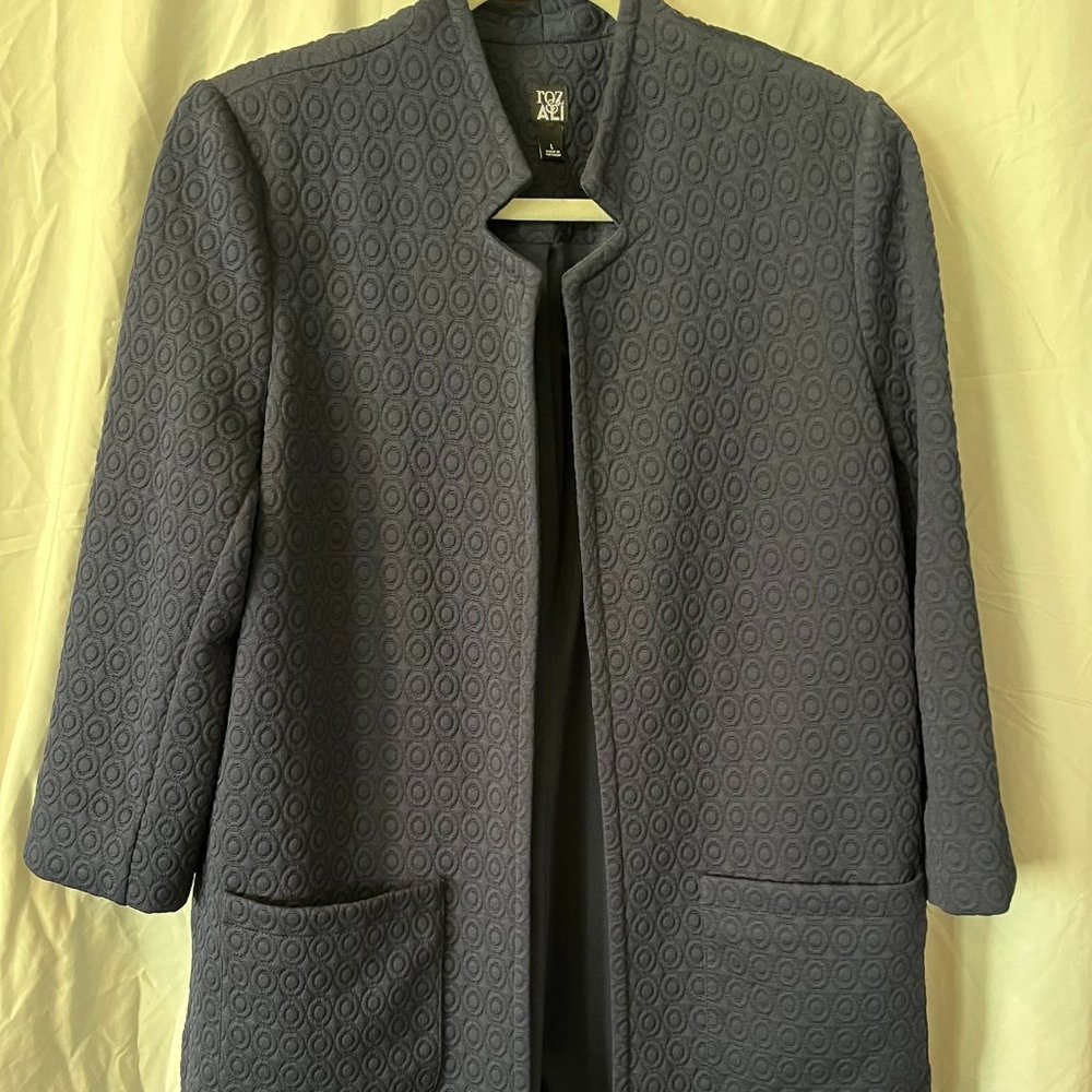 Roz & Ali long blazer, navy, sz L